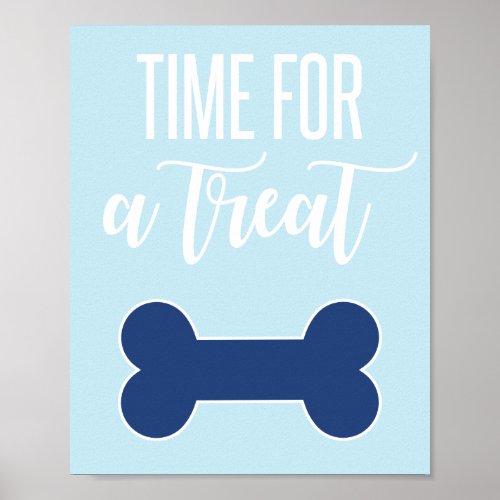 Time for a Treat Puppy Party Sign Blue
