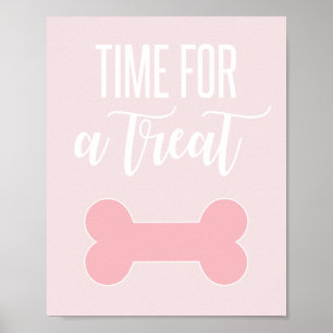 Time for a Treat Puppy Party Sign Pink