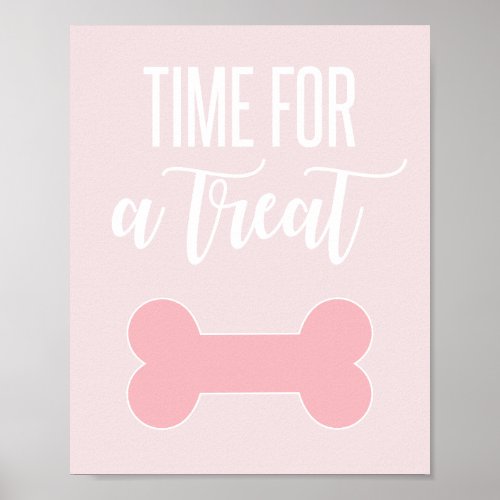 Time for a Treat Puppy Party Sign Pink