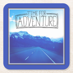 Time For Adventure Square Paper Coaster