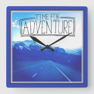 Time For Adventure Square Wall Clock