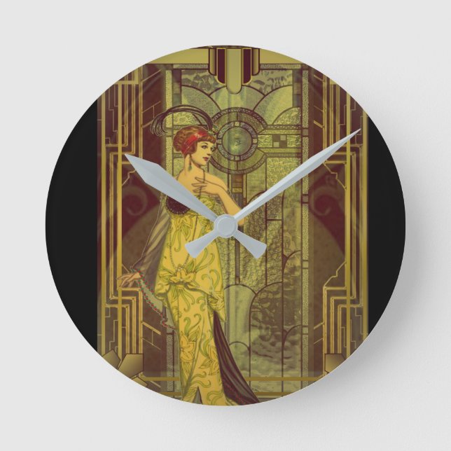 Time for Art Deco Round Clock (Front)