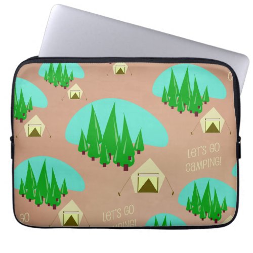 Time For Camping Retro Style Pattern Laptop Sleeve