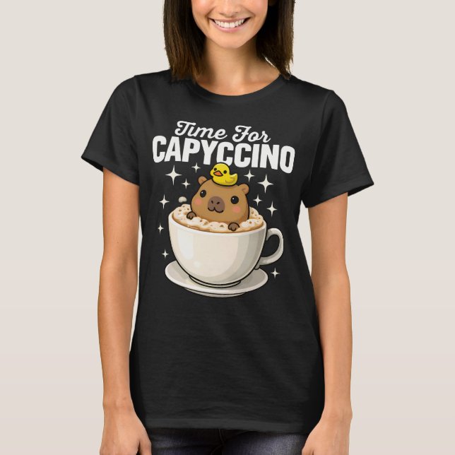 Time For Capyccino Funny Capybara T-Shirt (Front)