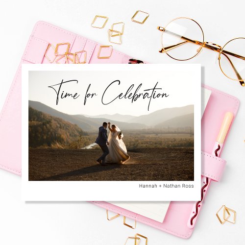 Time for Celebration Elopement Photo Announcement Postcard