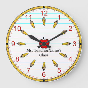 Time For Class - Numbered (Personalized) Large Clock