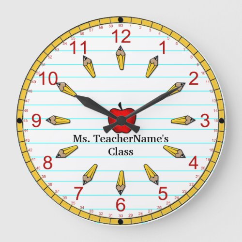 Time For Class _ Numbered Personalized Large Clock