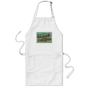 Time for Coffee and Games Fun Vintage Art Design Long Apron