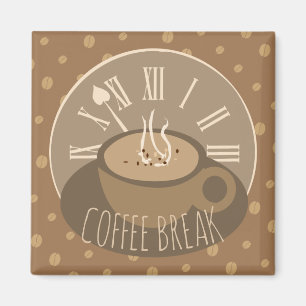 Time for Coffee Break Clock and Beans Magnet