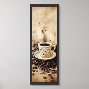 Time for Coffee Cup and Coffee Beans Framed Art