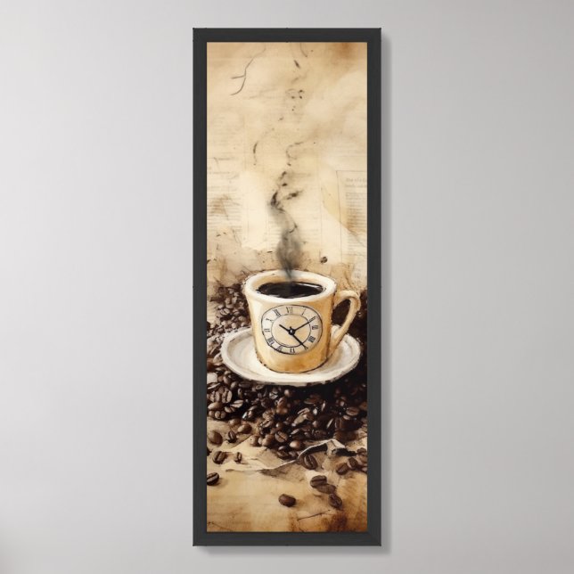 Time for Coffee Cup and Coffee Beans Framed Art (Framed Front)