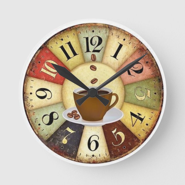 Time For Coffee Round Clock (Front)