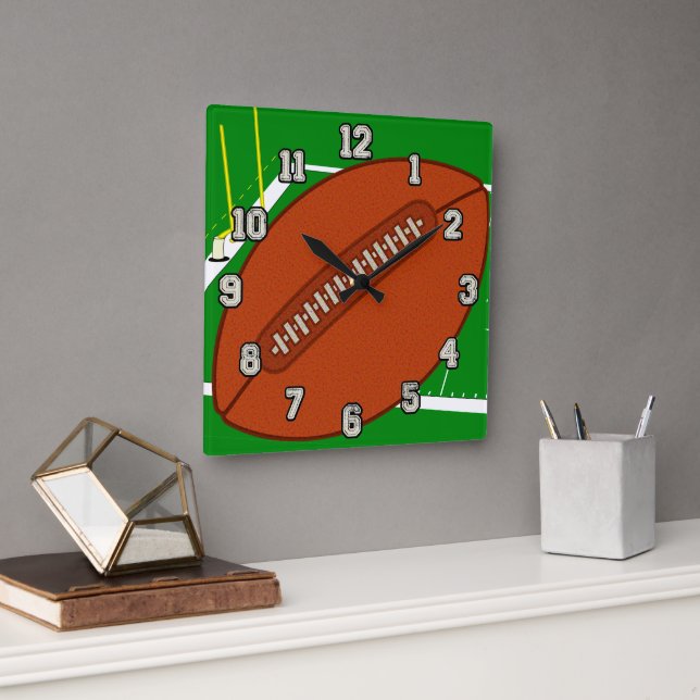 Time for Football Screwball Graphics Square Wall Clock (Office)