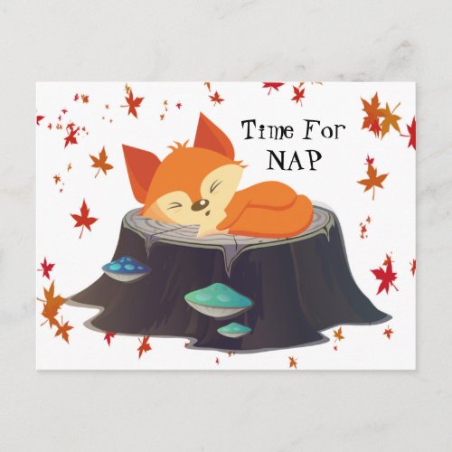 Time For Nap Fox Postcard