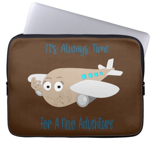 Time For New Adventure_ Yes Animated Plane Laptop Sleeve