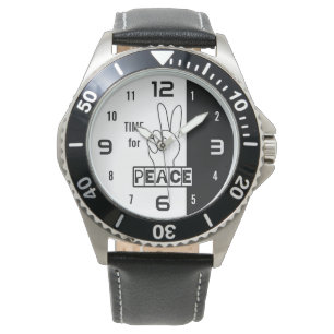 Time for Peace – Black & White Hand Design Watch