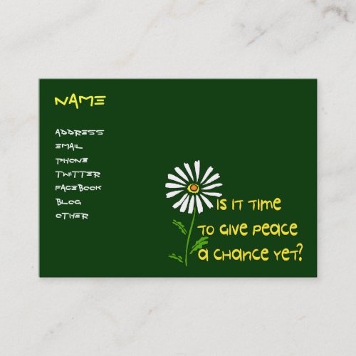 Time For Peace Business Card Templates