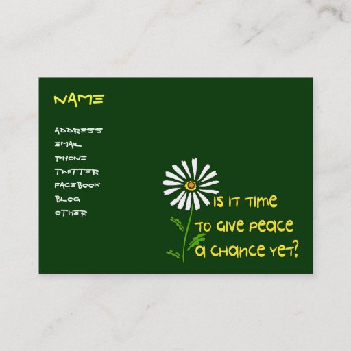 Customizable Time For Peace Business Card Templates