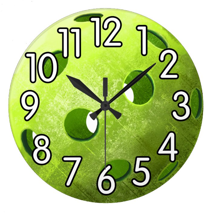 Time For Pickleball - Green - Large Clock 