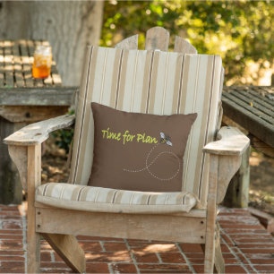 Time for Plan Bee Dk Brown BG Outdoor Pillow