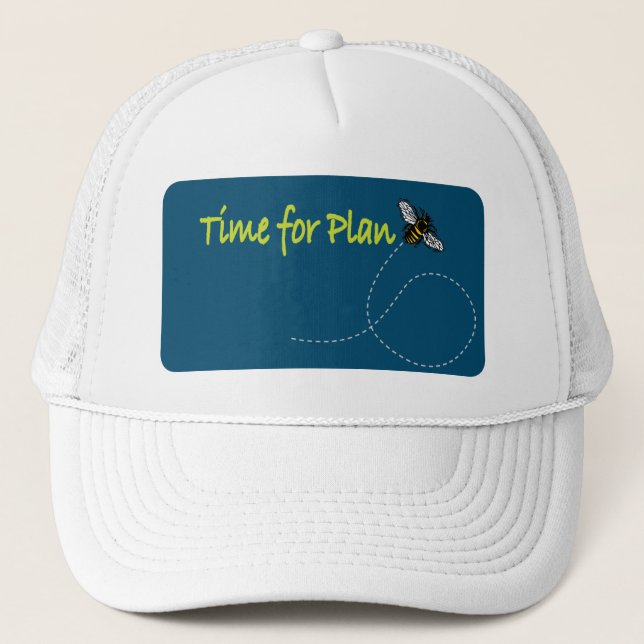 Time for Plan Bee Teal BG Trucker Hat (Front)