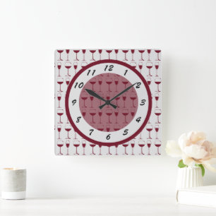 Time for Red Wine Square Wall Clock