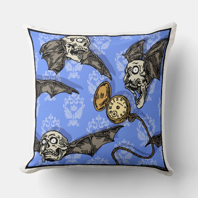 Time For Skull Bats - Pop Goth Nightmare Square Throw Pillow (Front)