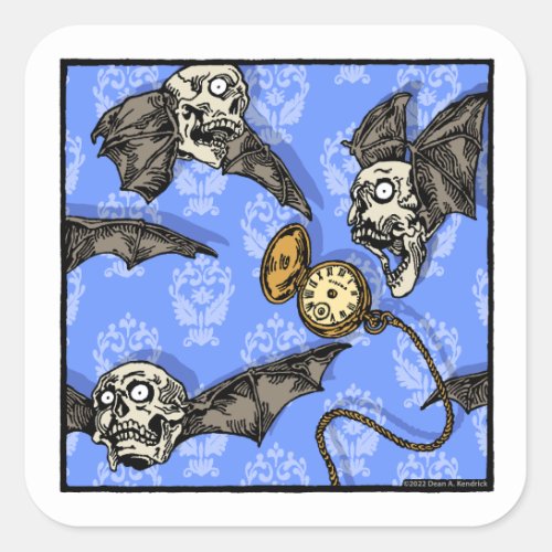 Time For Skull Bats _ Pop Goth Nightmare Surreal Square Sticker