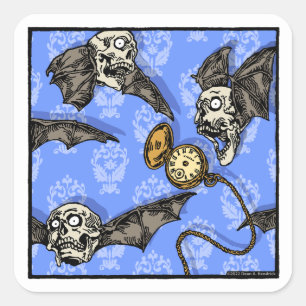 Time For Skull Bats - Pop Goth Nightmare Surreal Square Sticker