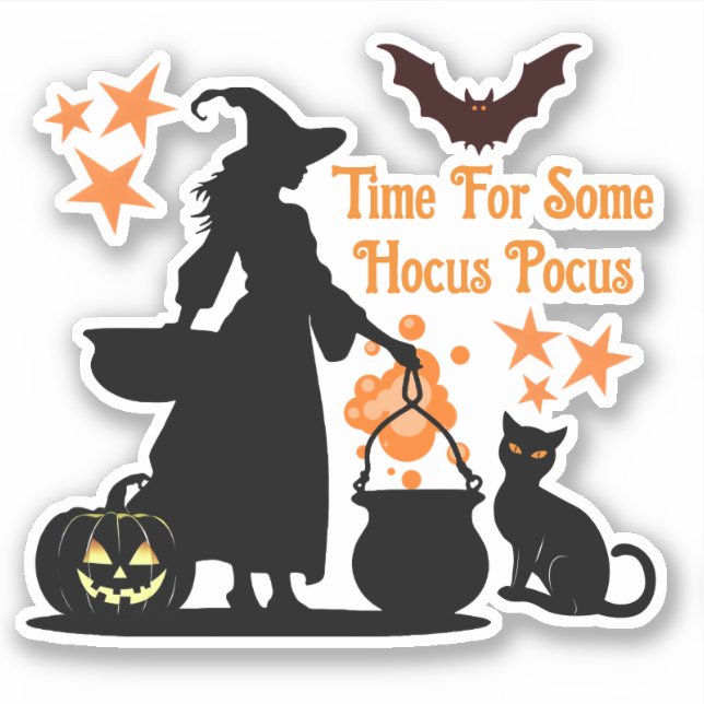Time For Some Hocus Pocus Halloween Witch Sticker (Front)