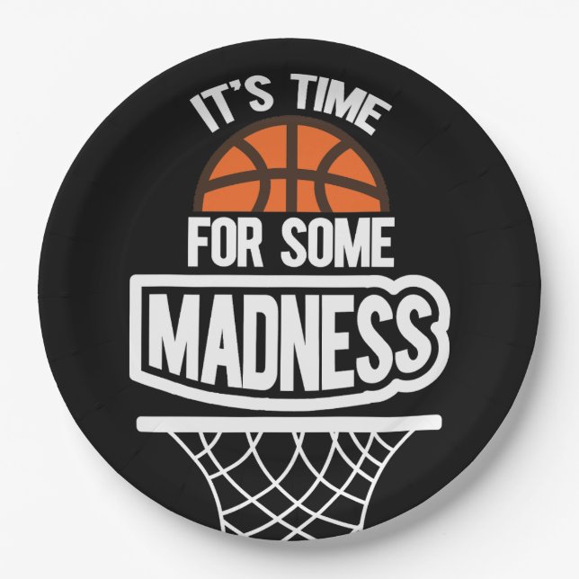Time for Some Madness Basketball Watch Party Paper Plates (Front)