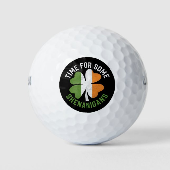 Time For Some Shenanigans Clover St Patrick's Day Golf Balls (Front)