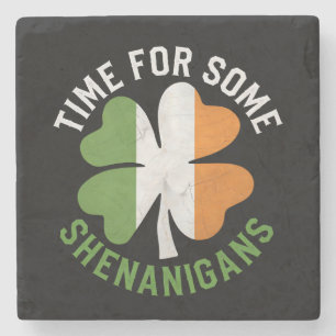 Time For Some Shenanigans Clover St Patrick's Day Stone Coaster