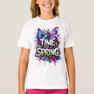 Time For Spring - Graffiti Spray Slash Girls T-Shirt