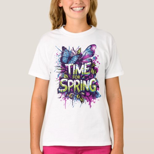 Time For Spring _ Graffiti Spray Slash Girls T_Shirt