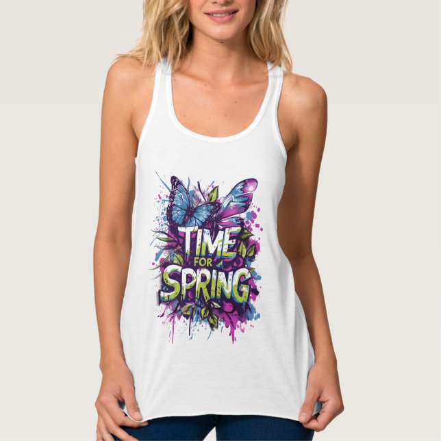 Time For Spring - Graffiti Spray Slash Tank Top (Front)