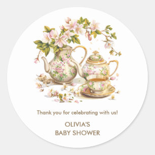 Time for Tea / A Baby is Brewing Baby Shower Classic Round Sticker