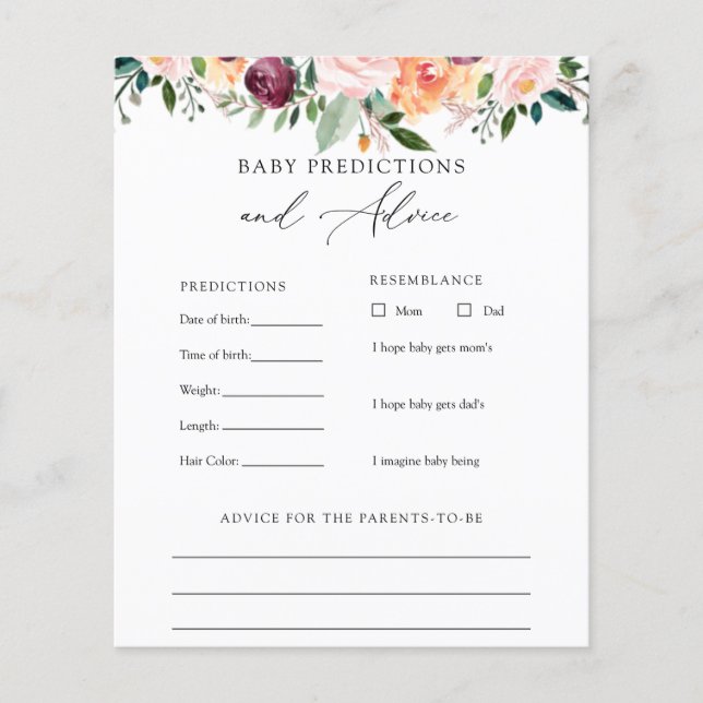 Time for Tea Baby Advice and Predictions Card (Front)