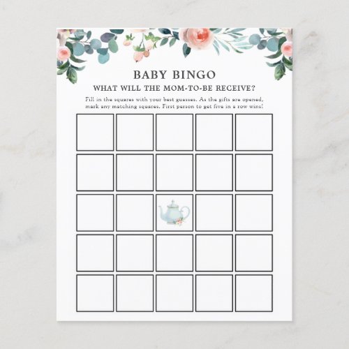 Time for Tea Baby Bingo Game Card