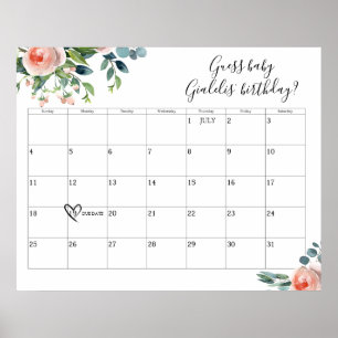 Time for Tea Baby Shower Due Date Guess Poster