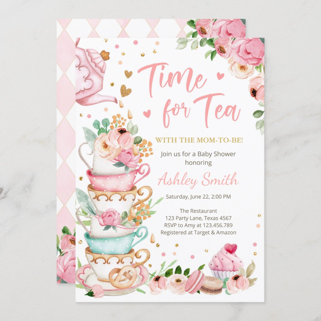 Time for Tea Baby Shower Invite Tea Party Brewing | Zazzle