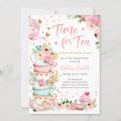 Time for Tea Baby Shower Invite Tea Party Brewing  (Front)