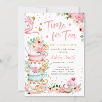 Time for Tea Baby Shower Invite Tea Party Brewing | Zazzle