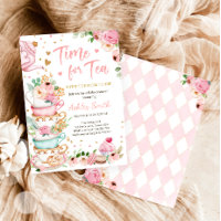 Time for Tea Baby Shower Invite Tea Party Brewing 