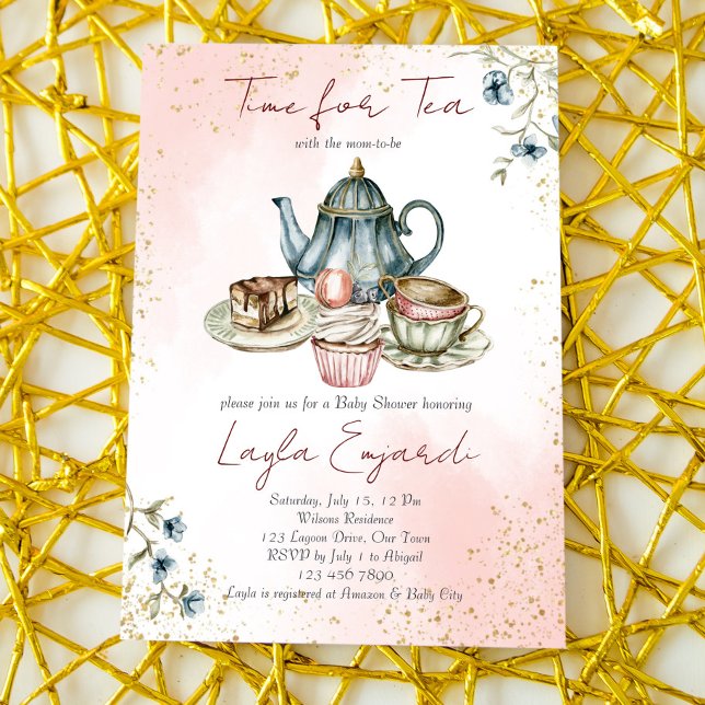 Time for tea baby shower tea party  invitation (Creator Uploaded)