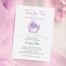 Time for Tea Baby Shower Teapot Watercolor Floral