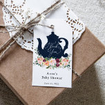 Time for Tea Baby Shower Thank you Gift Tags<br><div class="desc">Attach these elegant tea party themed tags to your baby shower favors to say thank you to guests in style. Featuring a navy blue teapot and Burgundy and pink florals with watercolor greenery. Customize with your information. Click "click to customize further" to change the font style,  size or color.</div>