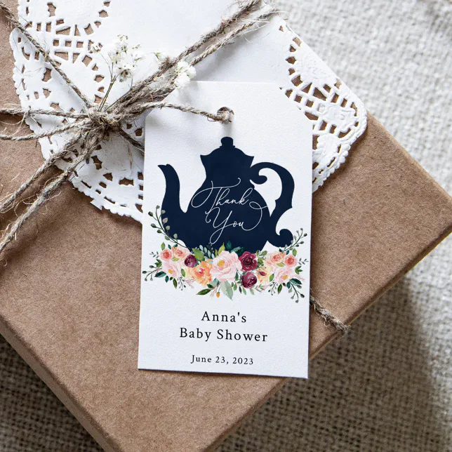 Time for Tea Baby Shower Thank you Gift Tags | Zazzle