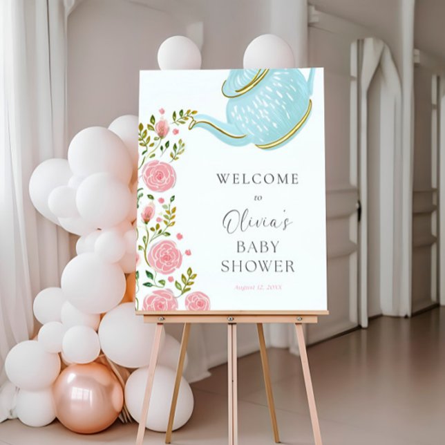 Time for Tea Baby Shower Welcome  Foam Board (Creator Uploaded)