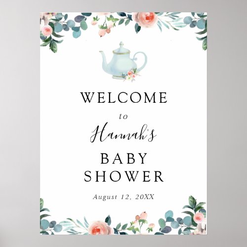 Time for Tea Baby Shower Welcome Poster
